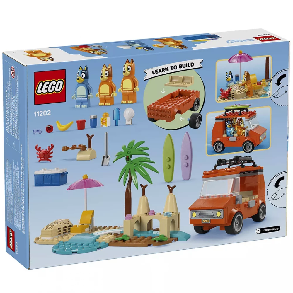 Конструктор Lego Bluey "Пляж и семейная поездка на автомобиле Блуи", 11202 1