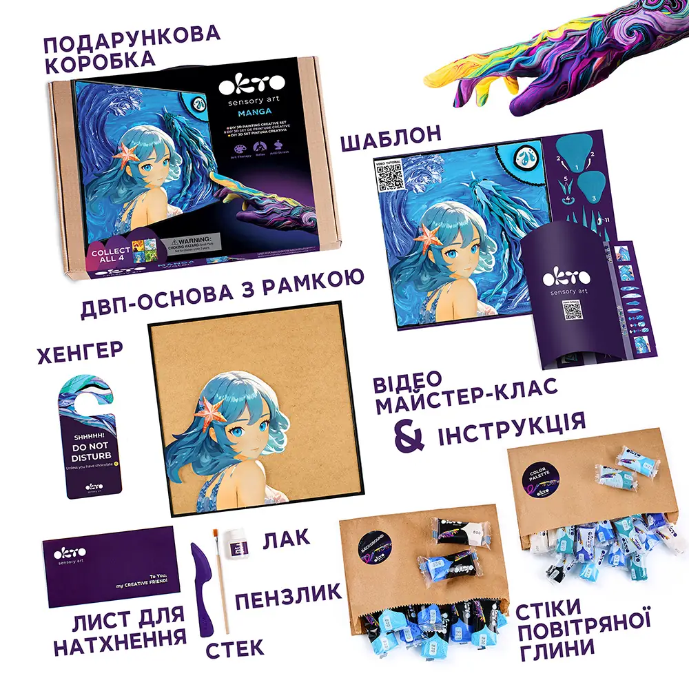 Набір для створення 3D-картини "Манга: Вода" 29*29 см, 20037, ТМ ОКТО 2