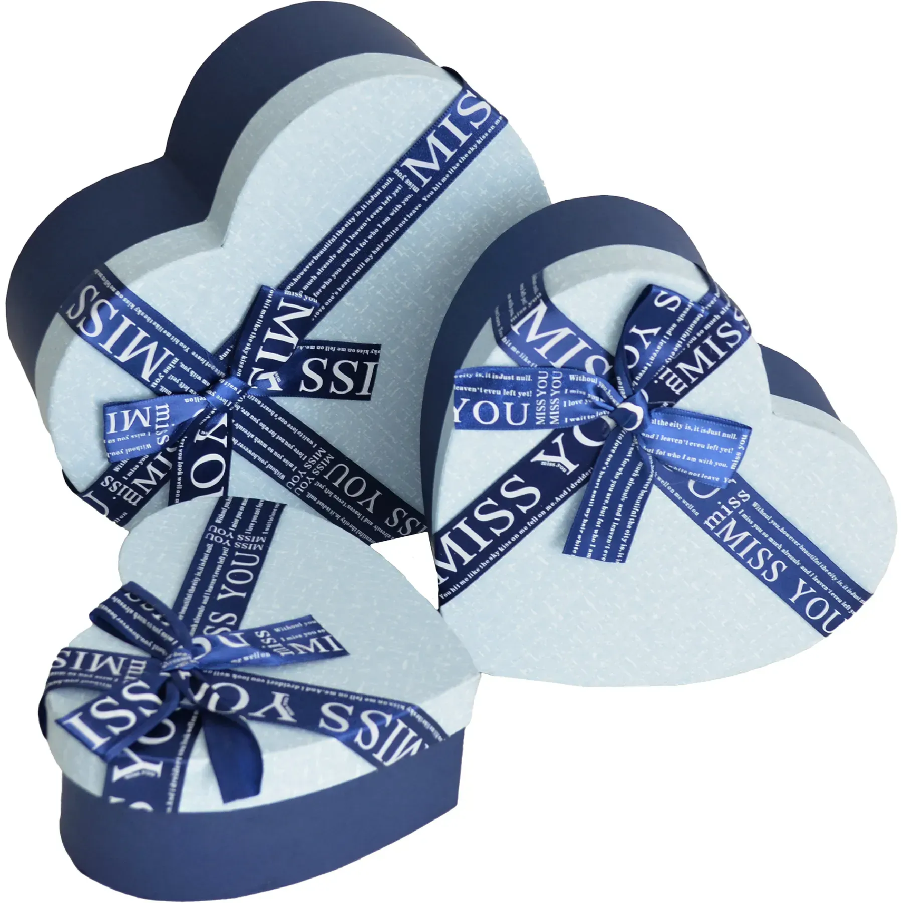 Подарункова коробка у вигляді серця, "Miss you", блакитно-синя, 22*20*9 см, 330397833