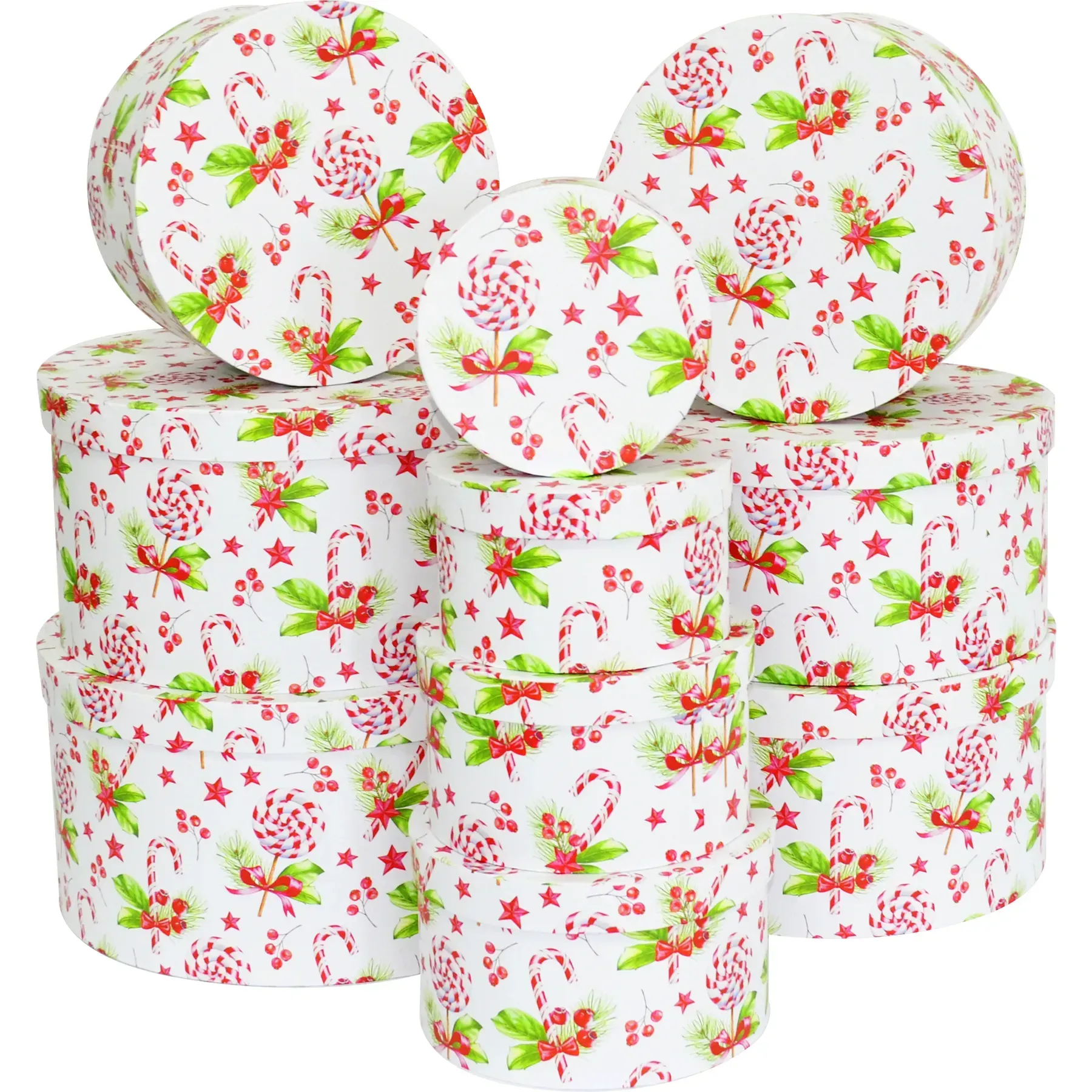 Подарункова коробка кругла, Новорічні солодощі, біла, 30,5*30,5*14,7 cм, 221092788