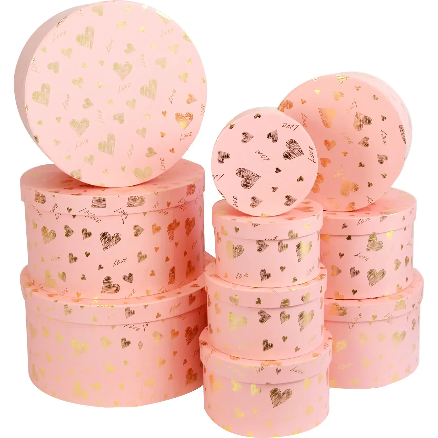 Подарункова коробка кругла, pink "LOVE", 19*10,8 см, 2110315403