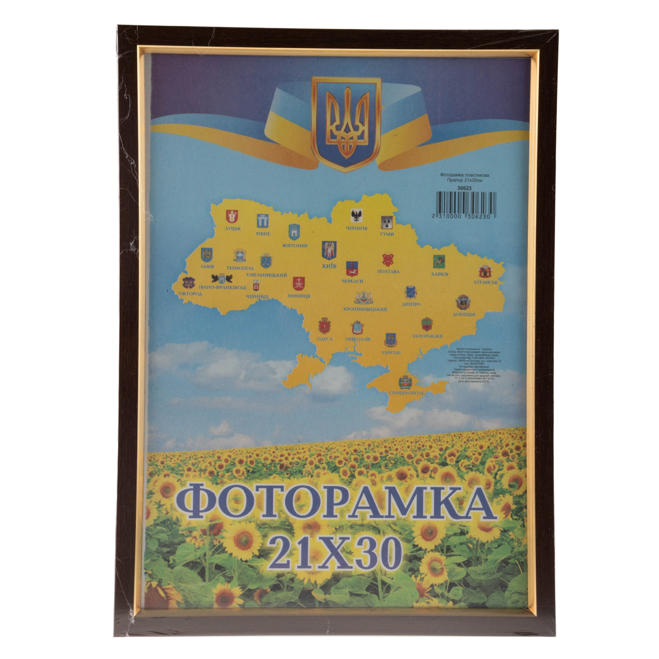 Фоторамка 21*30 см, коричневий з золотою смужкою, 1511-В84