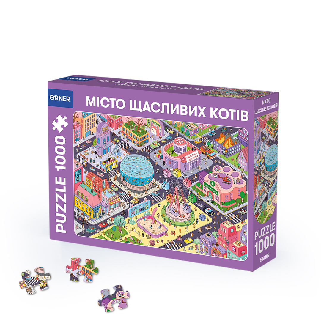 Пазли "Місто щасливих котів", 1000 елементів, orner-3065