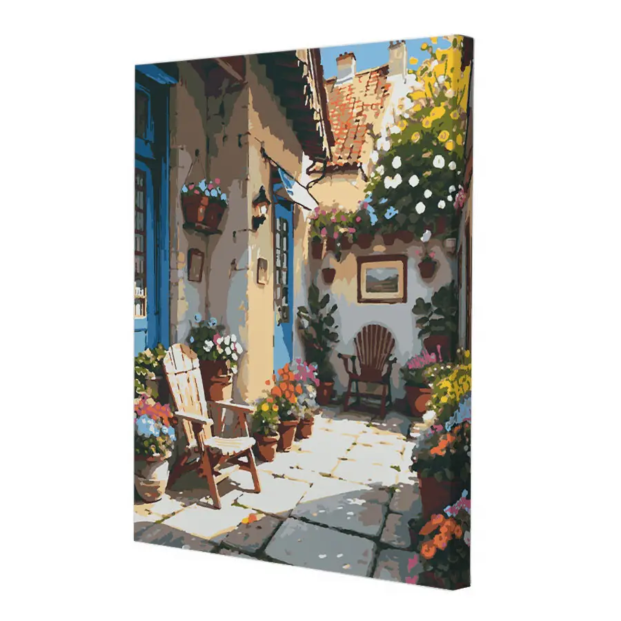 Набір для розпису за номерами "Яскравий дворик" 40*50 см, RB-0790, ТМ "RIVIERA BLANCA" 1
