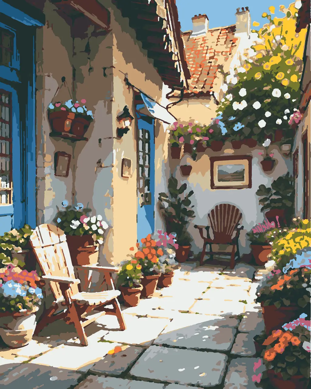 Набір для розпису за номерами "Яскравий дворик" 40*50 см, RB-0790, ТМ "RIVIERA BLANCA"
