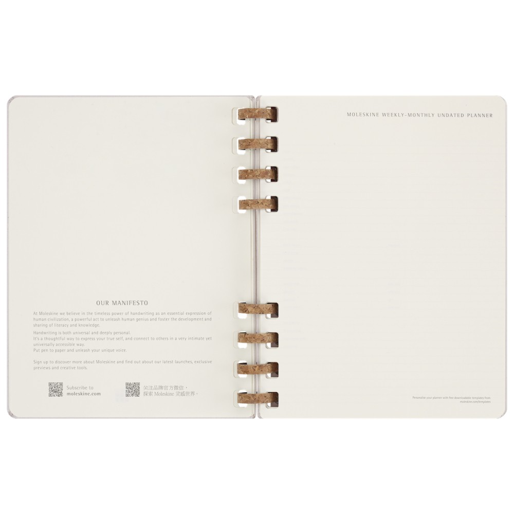 Щотижневик з місцем для дат великий, виноградний, Moleskine Spiral, DHUNDSPD2312MWH4 2
