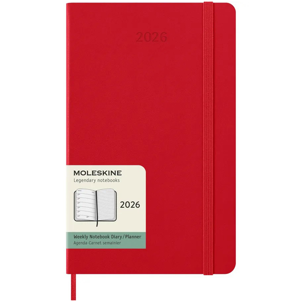 Щотижневик червоний, середній Moleskine 2026, DHF212WN3Y26