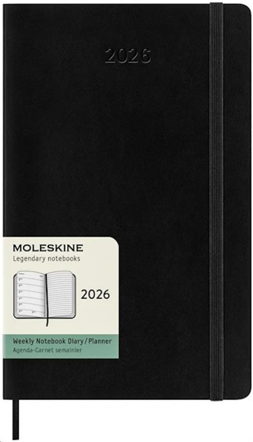 Щотижневик чорний м’який, середній  Moleskine 2026, DSB12WN3Y26