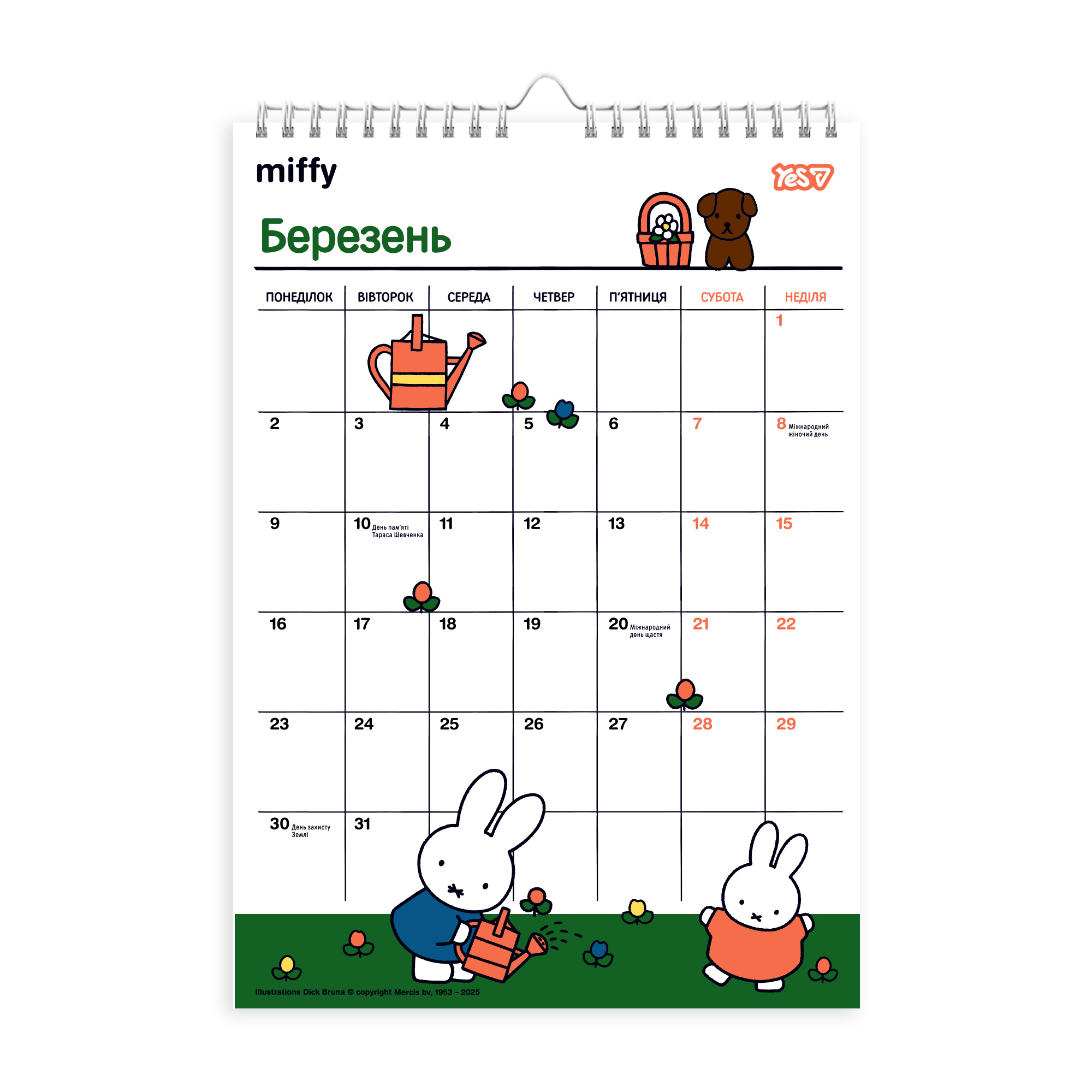Календар-планер Yes "Miffy" настінний на 2026 р., А3, 270272 1