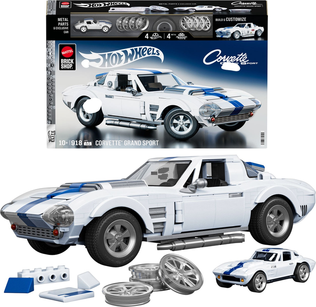 Коллекционная машинка-конструктор "Corvette Grand Sport" серии "Elite" Mattel Brick Shop, JGR31