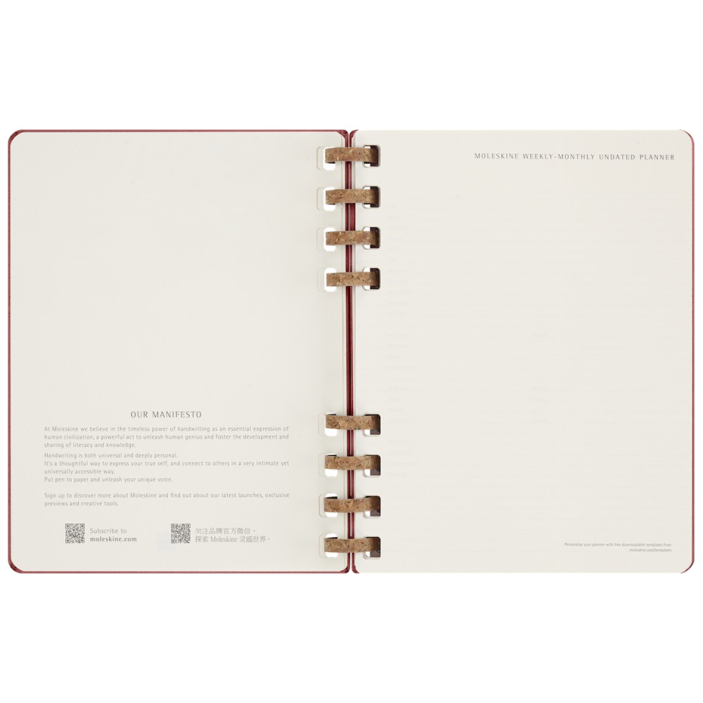 Щотижневик з місцем для дат великий, вишневий Moleskine Spiral, DHUNDSPF3212MWH4 2
