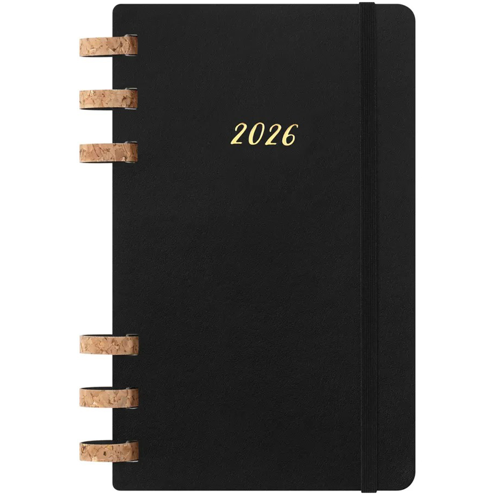 Щотижневик чорний м’який, середній Moleskine 2026 Spiral, DSSPB12MWH3Y26