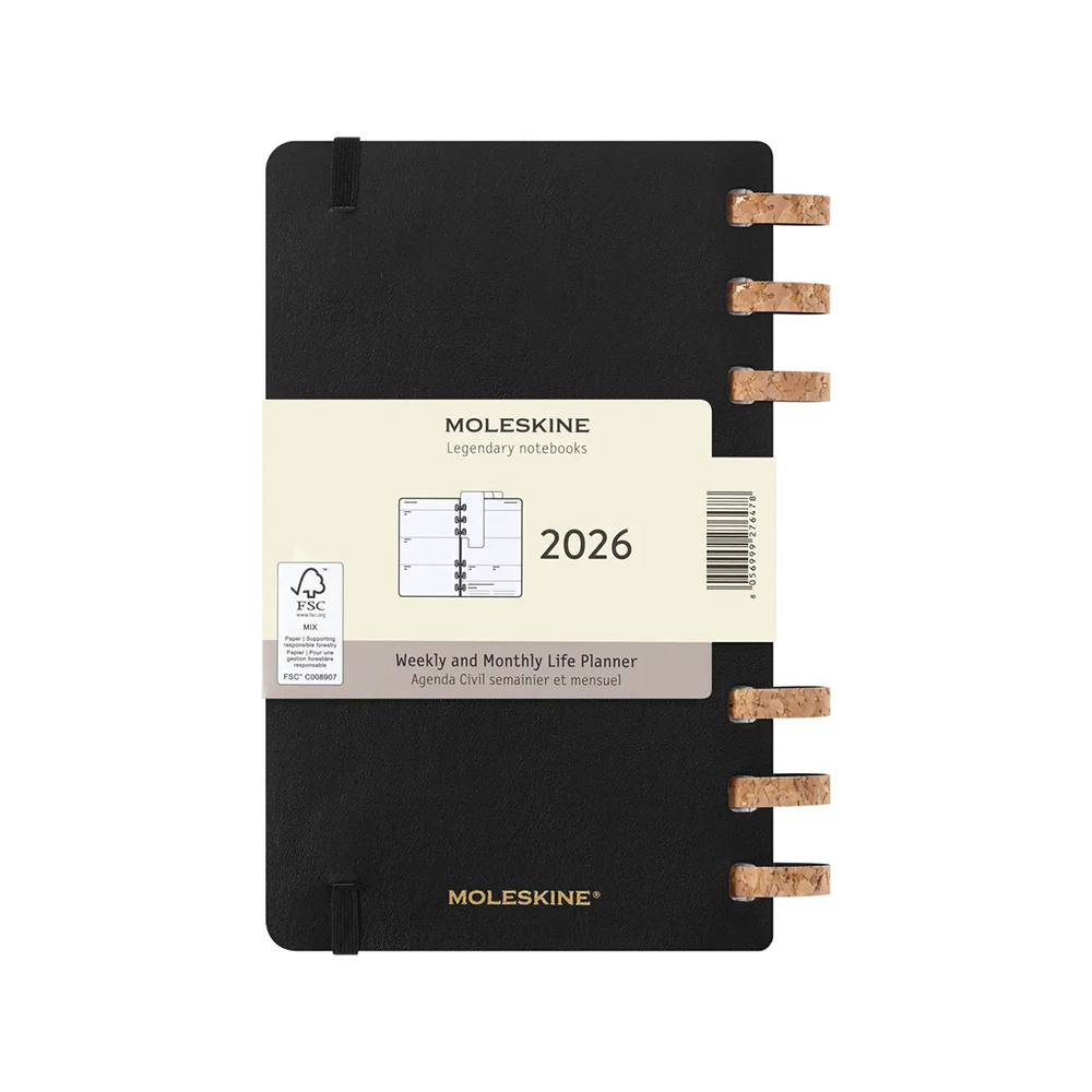 Щотижневик чорний м’який, середній Moleskine 2026 Spiral, DSSPB12MWH3Y26 7