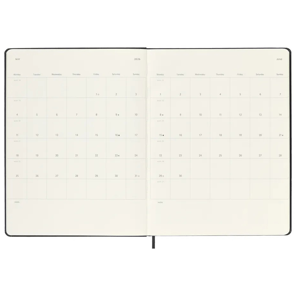Щотижневик чорний, великий Moleskine 2026, DHB12WN4Y26 2
