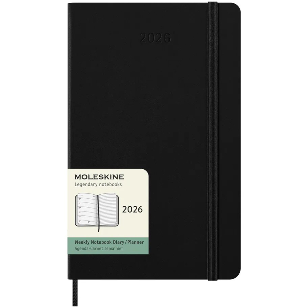 Щотижневик чорний, середній Moleskine 2026 Spiral, DHB12WN3Y26