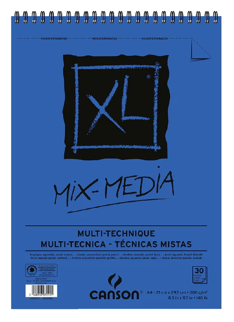 Альбом для акварелі А4 30 арк. 300 г "MIX MEDIA FIN", на пружині, 200807215 Canson