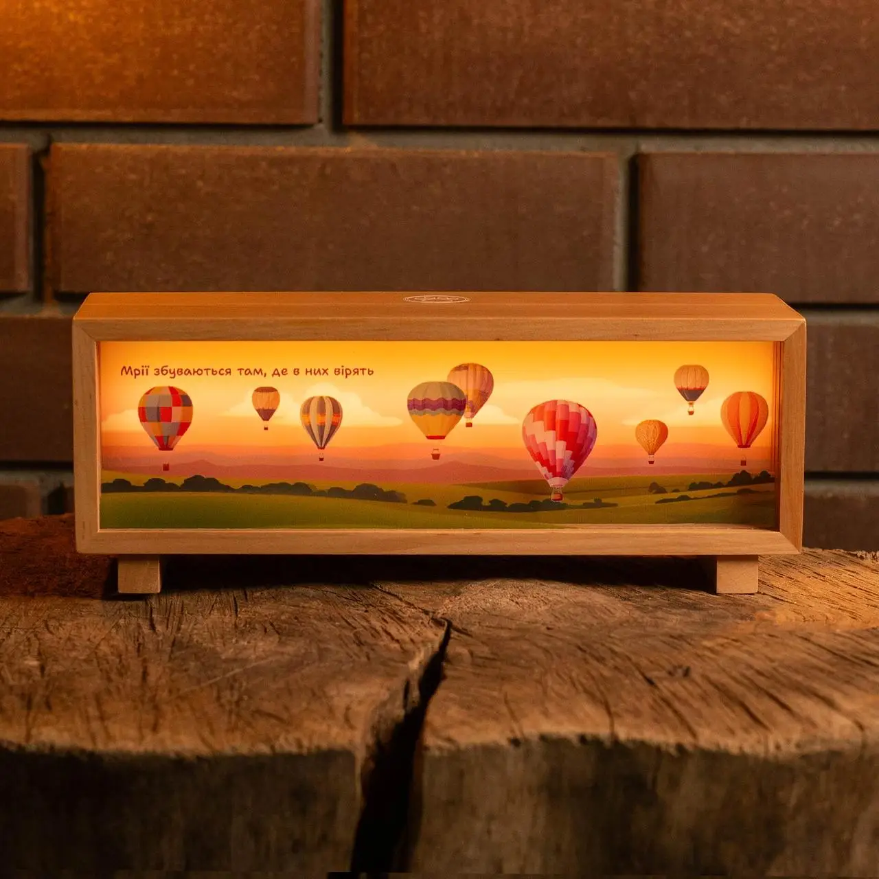 Ночник-панорама "Воздушные шары", лакированное дерево (LED, Аккумулятор, USB Type-C), npa0016