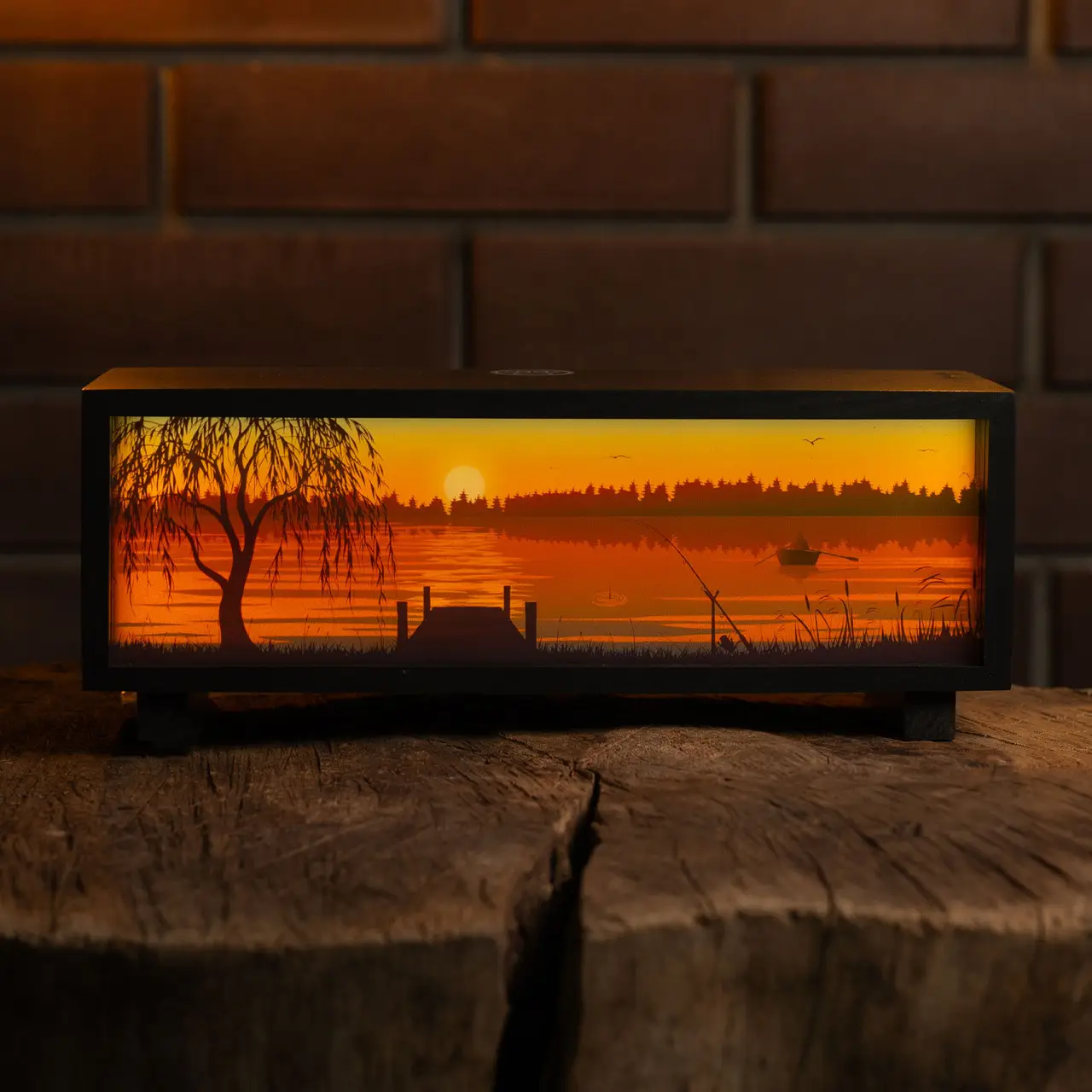 Ночник-панорама "Рыбалка", черный (LED, Аккумулятор, USB Type-C), npa1007