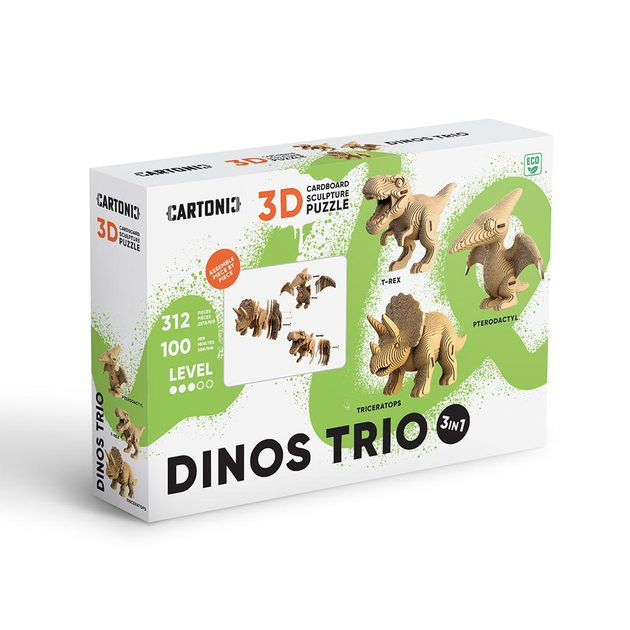 Картонний конструктор "Cartonic 3D Puzzle DINOS TRIO", CARTTRIODINO 1