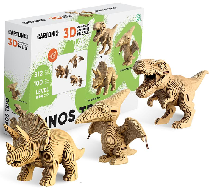 Картонний конструктор "Cartonic 3D Puzzle DINOS TRIO", CARTTRIODINO