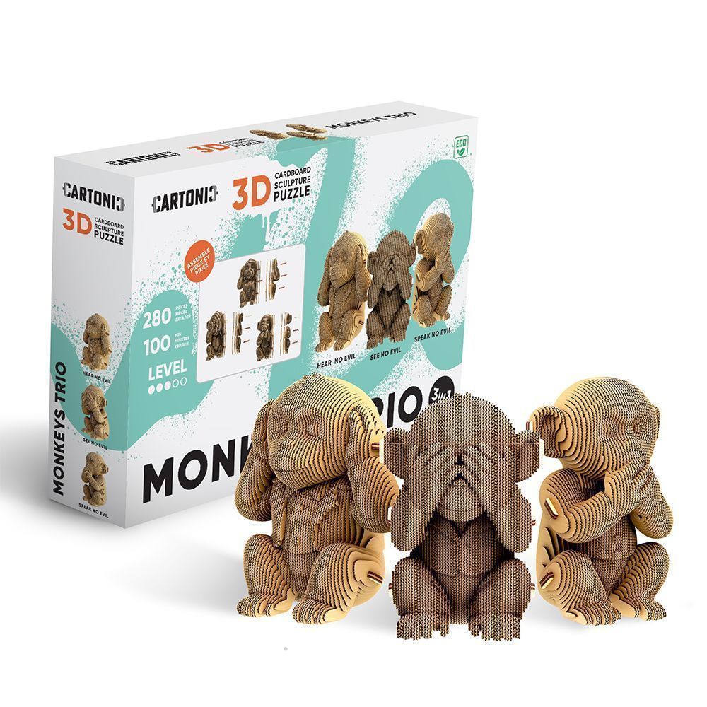 Картонний конструктор "Cartonic 3D Puzzle MONKEYS TRIO", CARTTRIOMONK