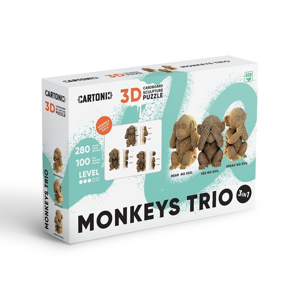 Картонний конструктор "Cartonic 3D Puzzle MONKEYS TRIO", CARTTRIOMONK 1