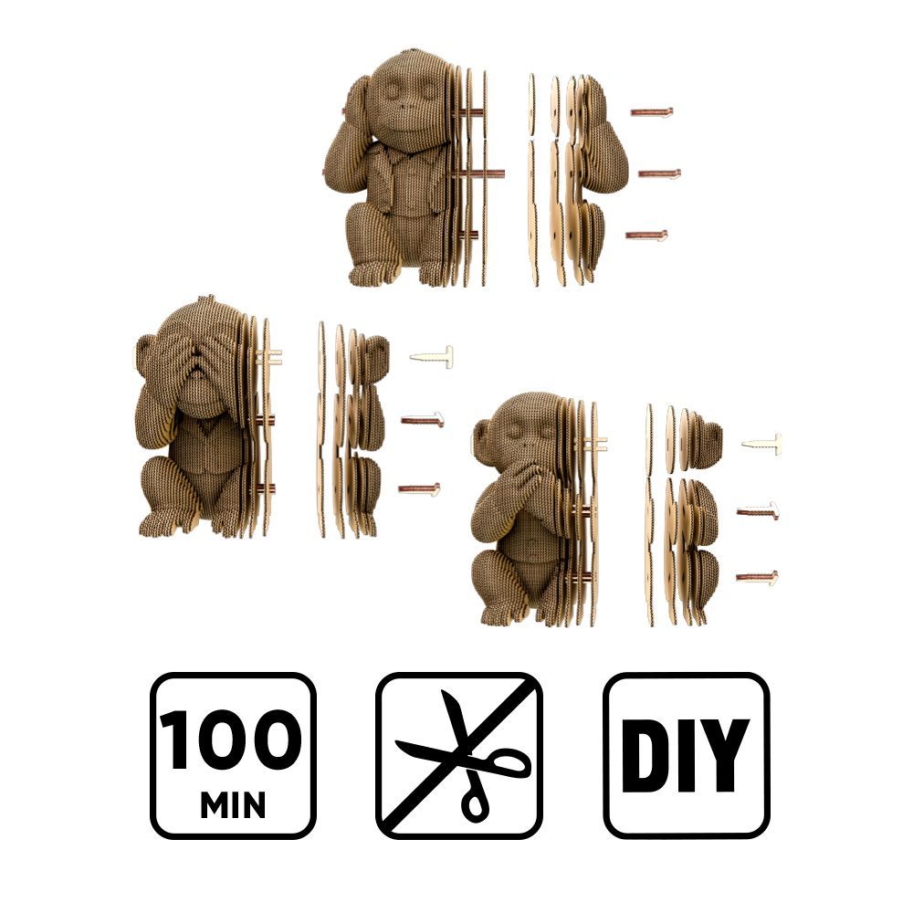 Картонний конструктор "Cartonic 3D Puzzle MONKEYS TRIO", CARTTRIOMONK 8