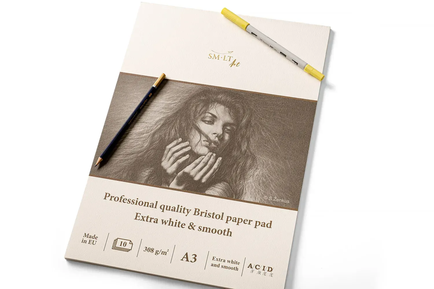 Склейка для графіки А3 Pro Create 10 арк., 308 г/м2, екстрабілий папір Bristol, Smiltainis 2