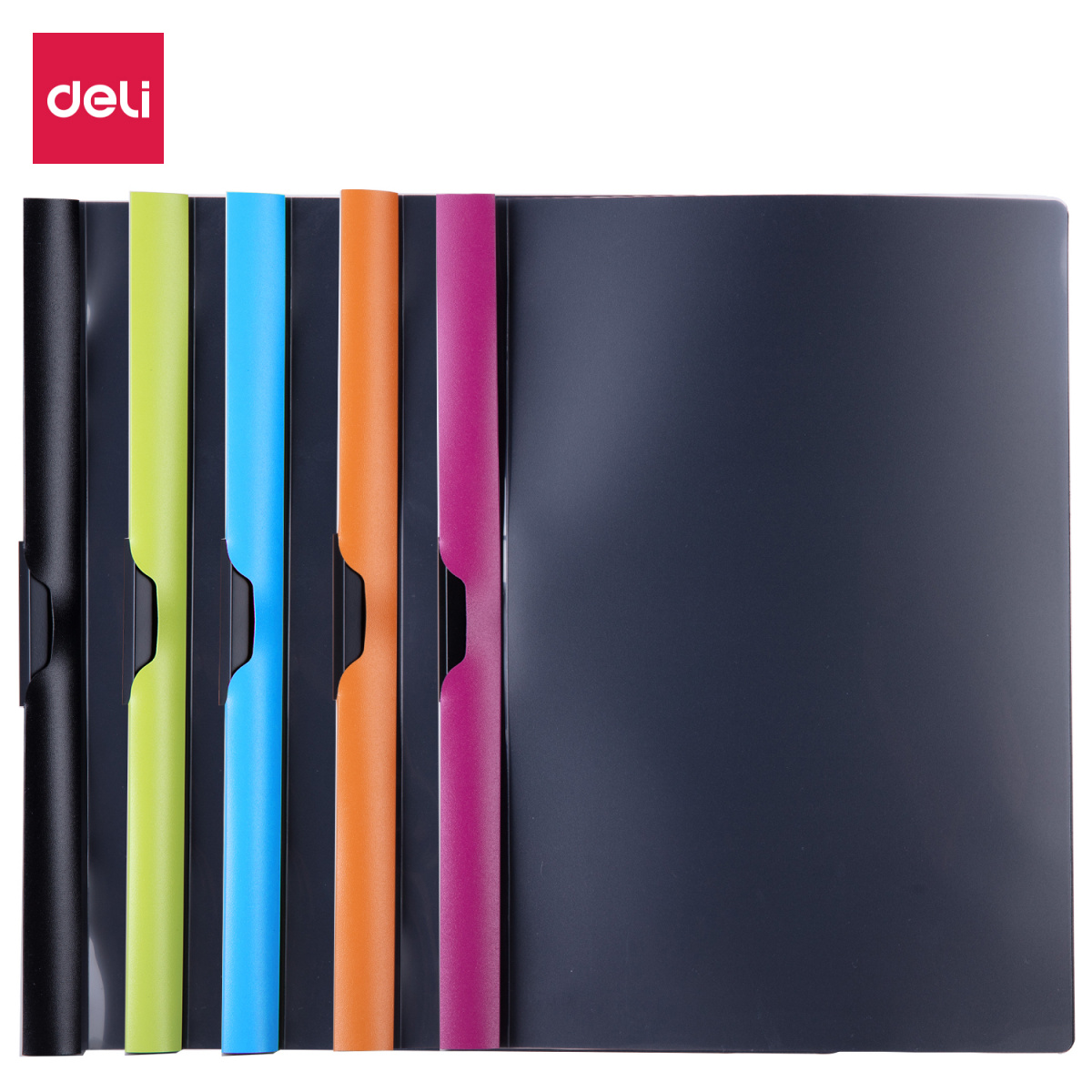 Папка A4 з затиском прозор. верх вертик. Deli 38964Е мiкс (39677)