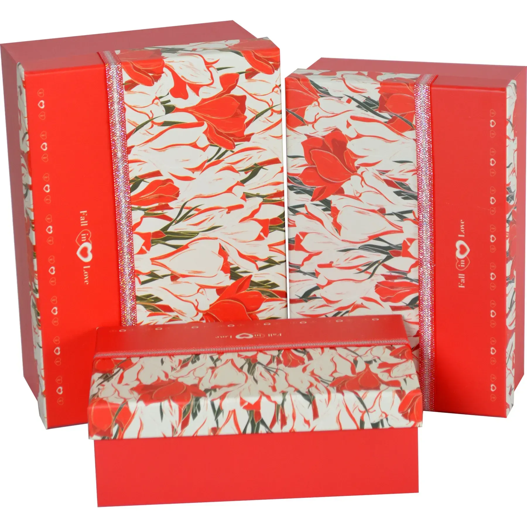 Подарочная коробка прямоугольная, красная "Подснежники", 19*12*6,5 см, 110342331
