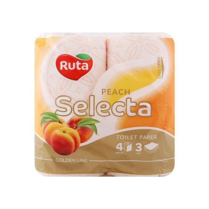 Туалетная бумага "Ruta" Selecta, 4рул, 3ш, белый персик, 58768980