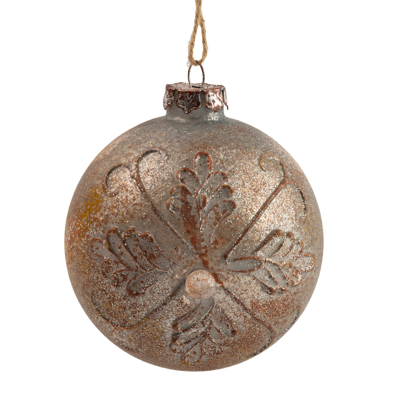 Підвіска новорічна Ретро куля скляна різьблена 12 см (2 види в асорт.), 9769970