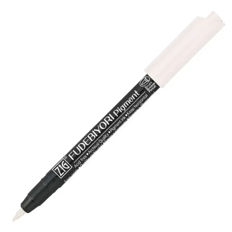 Маркер-пензлик ZIG FUDEBIYORI PIGMENT, KURETAKE, молочно-білий, CBK-55P