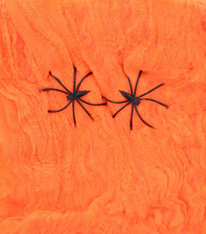 Декор Павутина помаранчева з двома павучками, 20 г, 973364