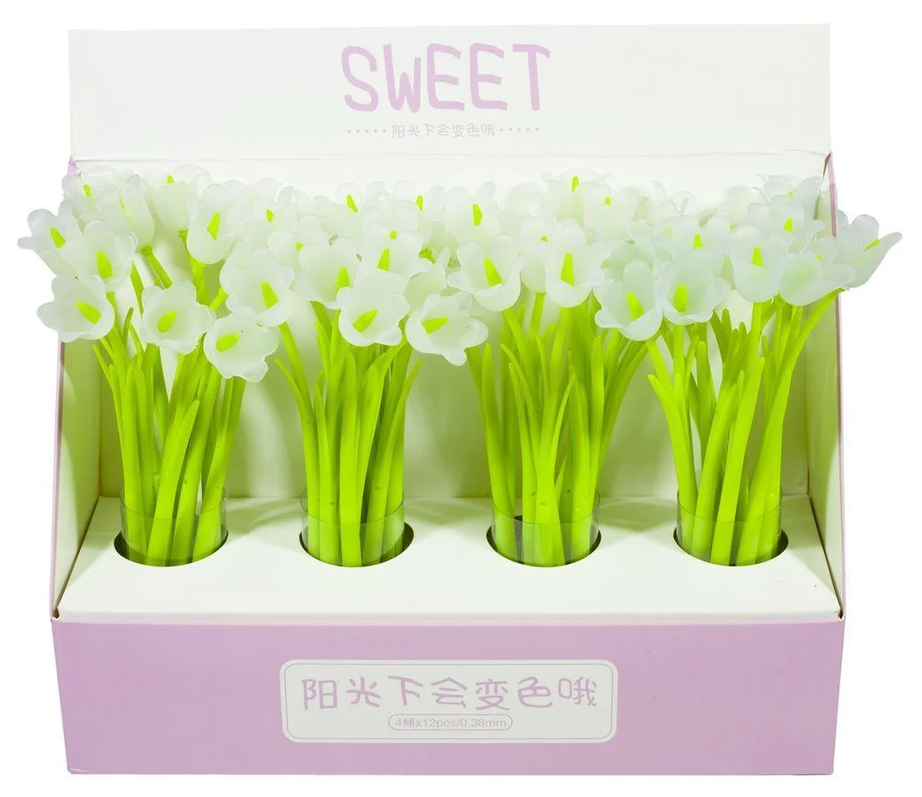 Ручка гелева 0,5 мм "Квітка-тюльпан",  синя, 1156(052)