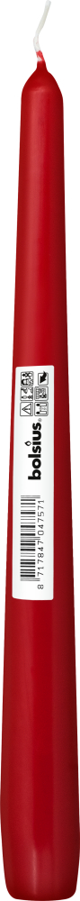 Свічка конічна червона металізована Bispol 24,5 см, 7 годин горіння, S30-230 2