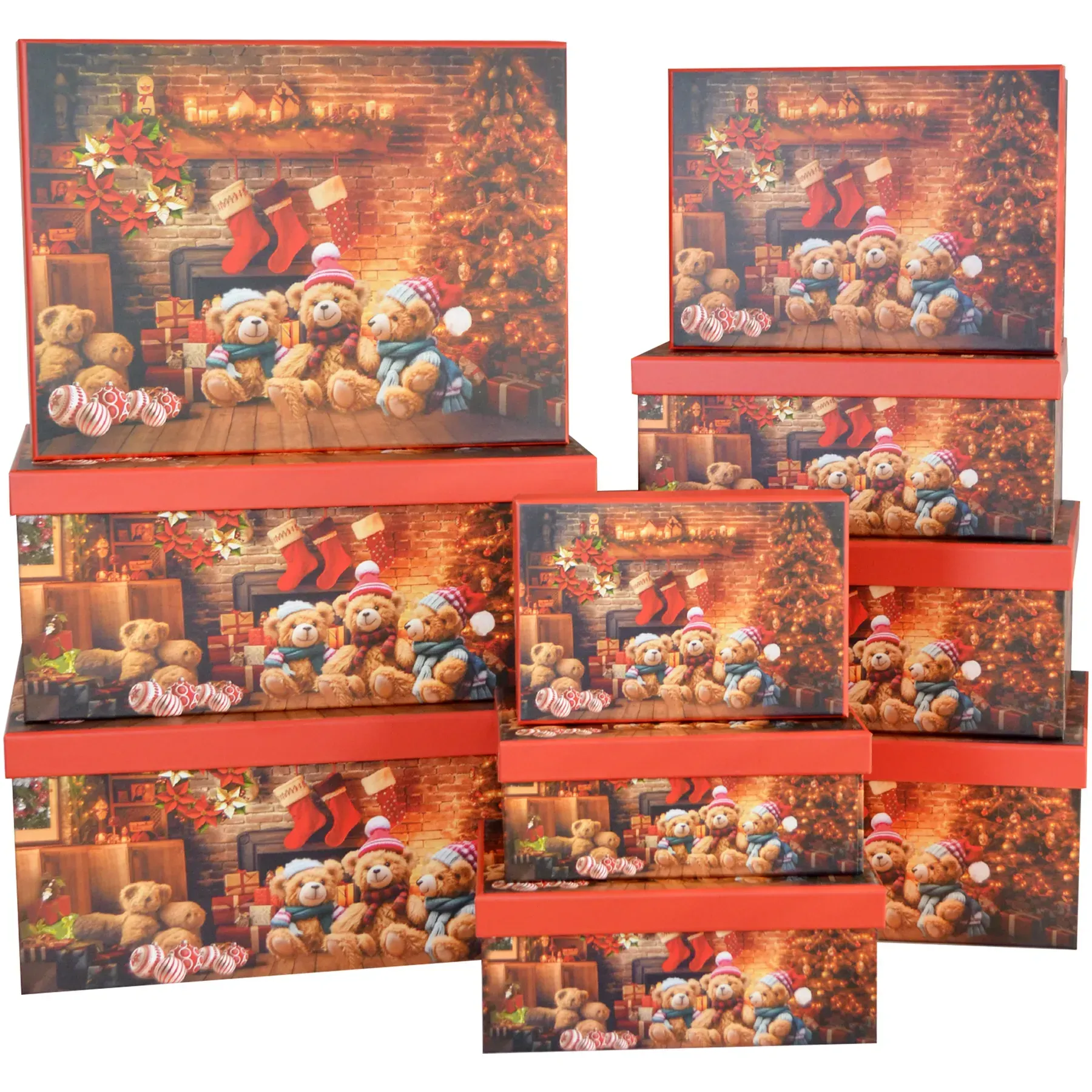 Подарункова коробка прямокутна НР, "Ведмежата біля каміна", 37,5*29*16 см, 1110095210