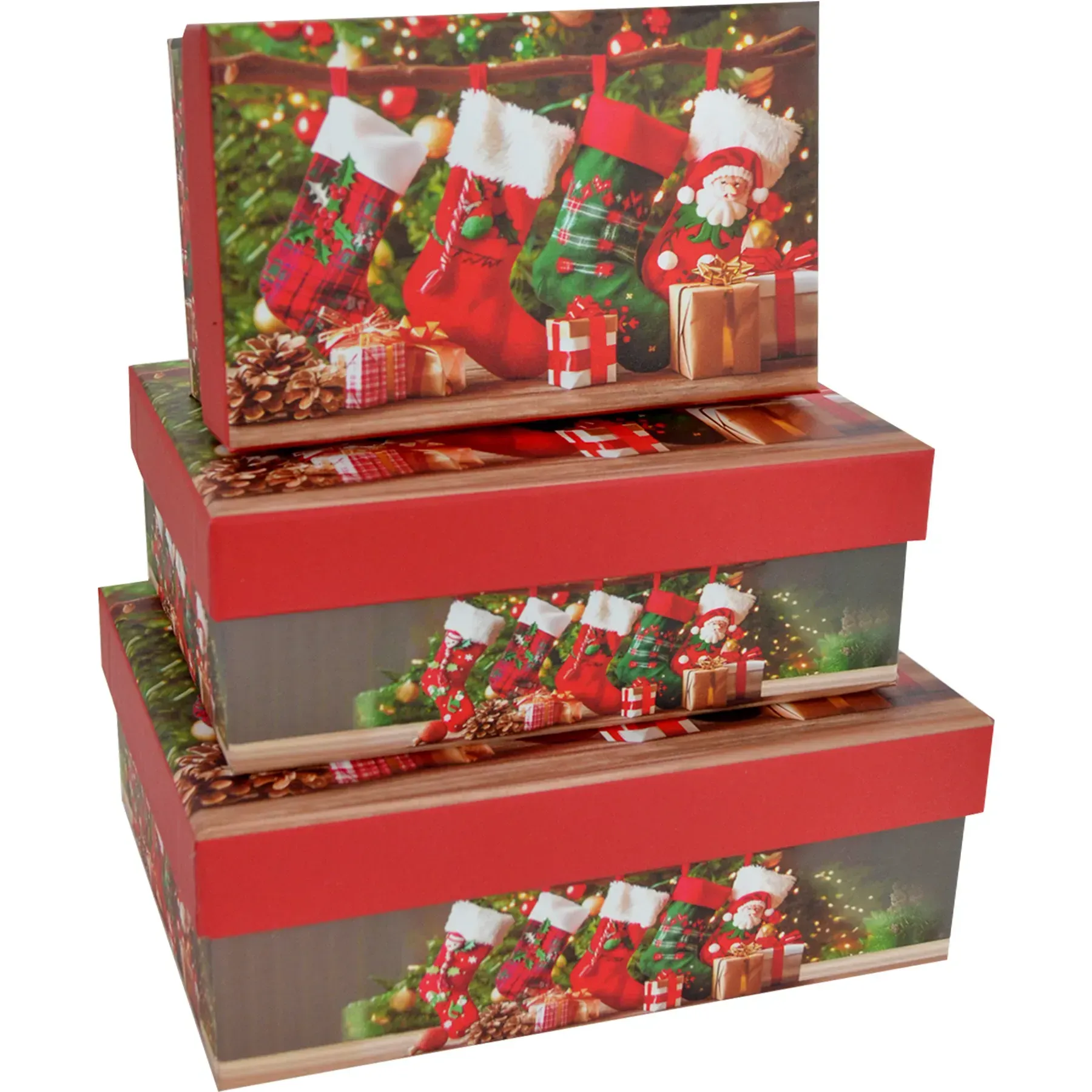 Подарункова коробка прямокутна НР, "Новорічні шкарпетки", 14,2*10*5,8 см, 110314092