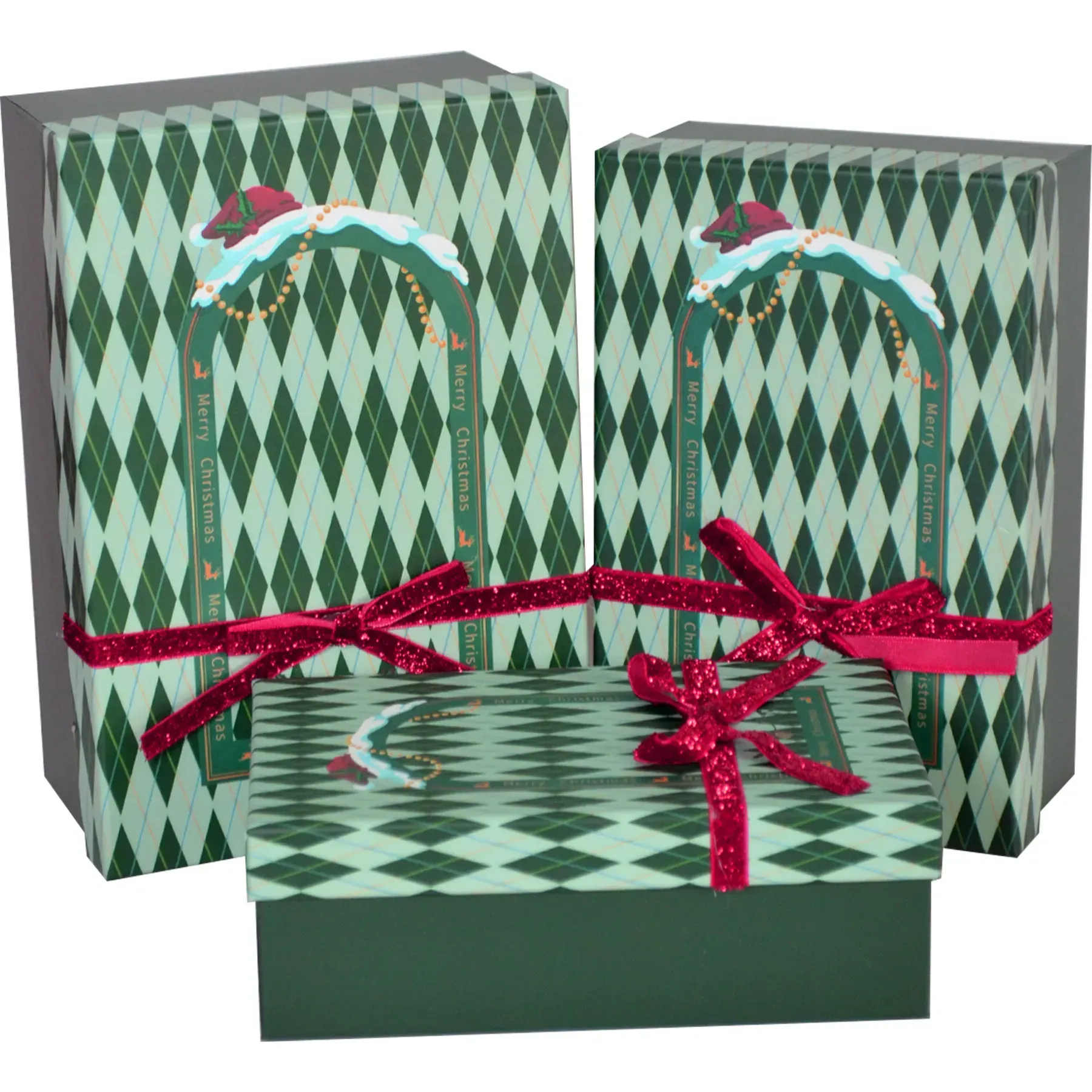 Подарункова коробка прямокутна НР, зелена абстракція "Merry Christmas", 19*12*6,5 см, 1103780621