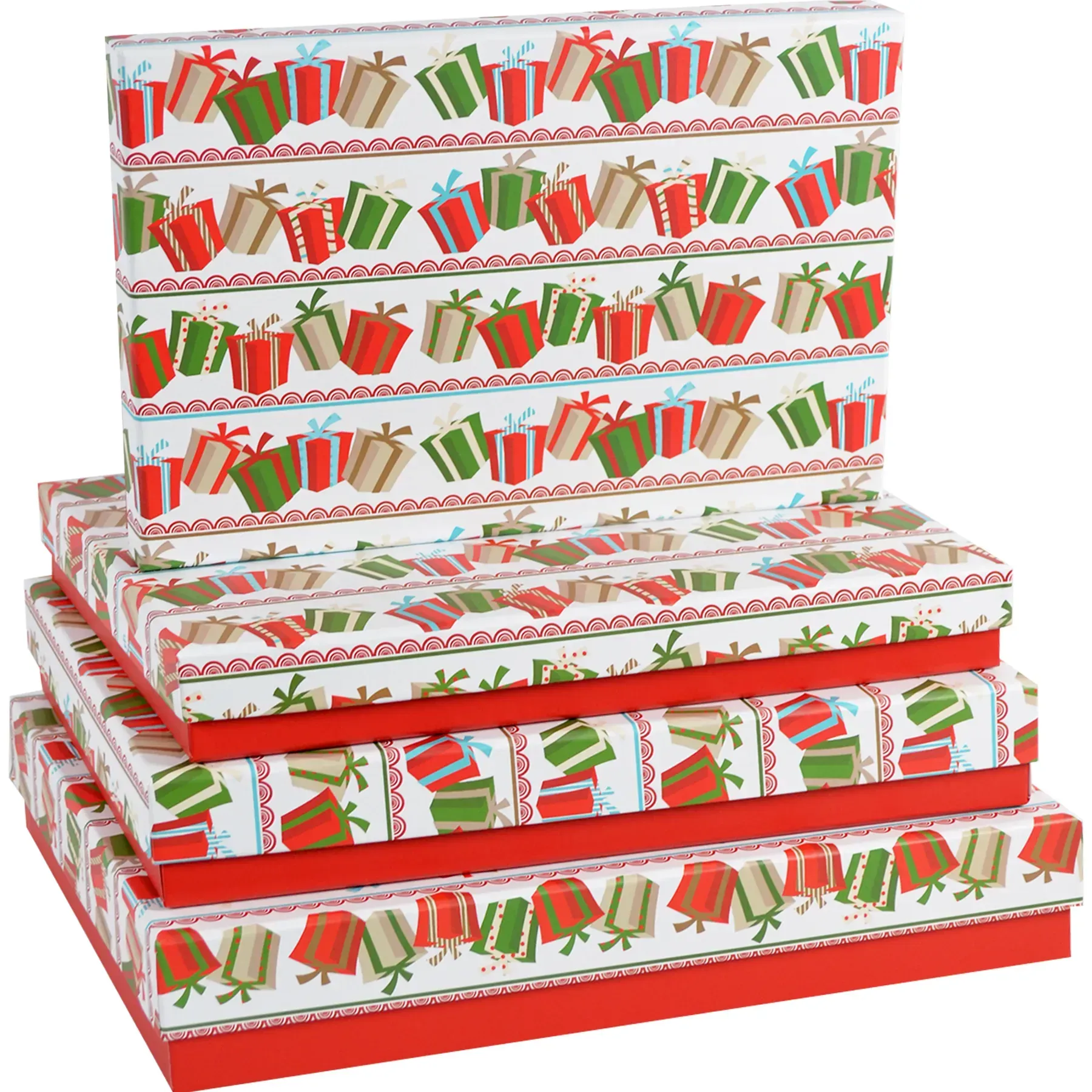 Подарункова коробка прямокутна НР, червона "Новорічні подарунки", 36,5*25,5*5,5 см, 180423213