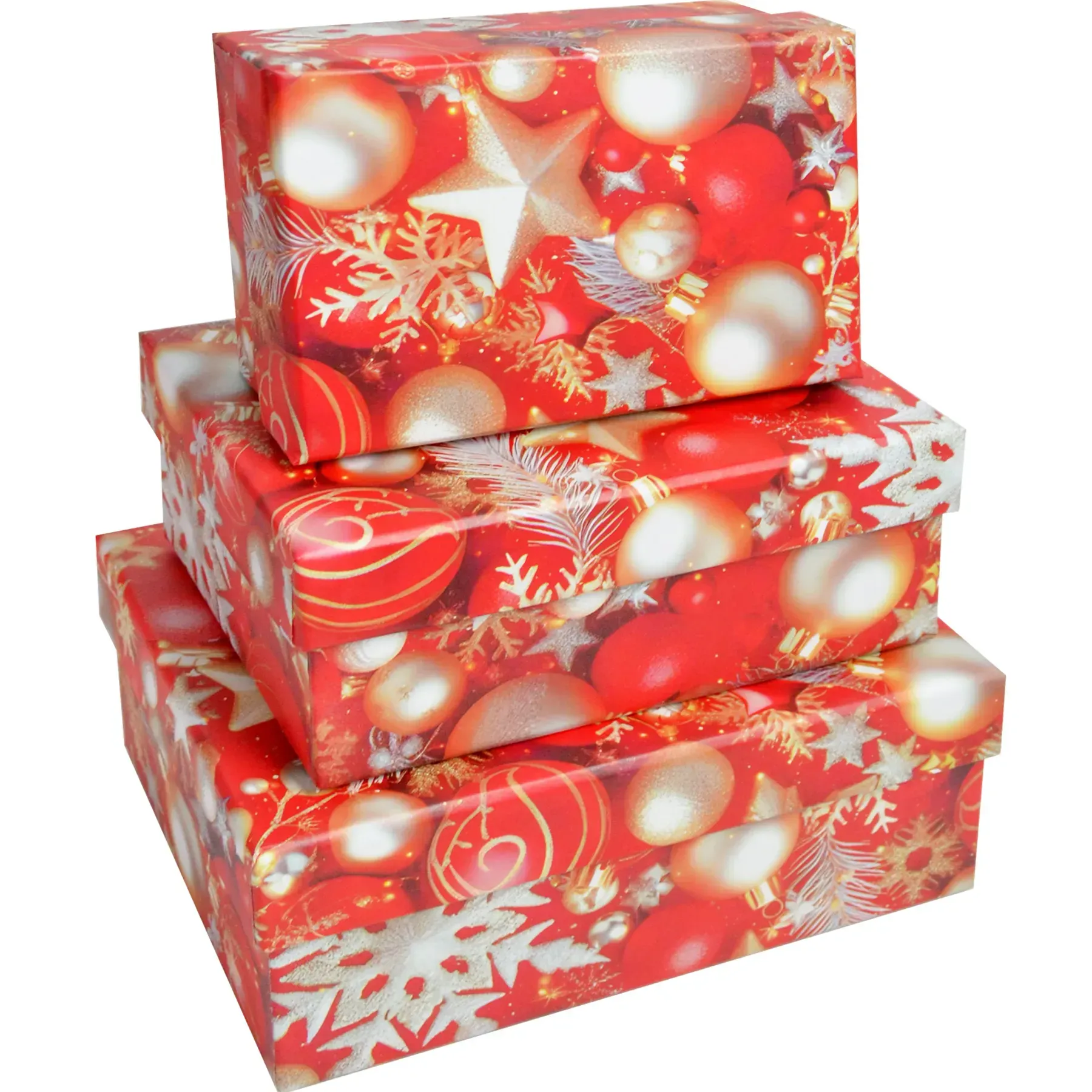 Подарункова коробка прямокутна НР, червона, "Новорічні іграшки", 12,2*8,5*5,1 см, 110313961