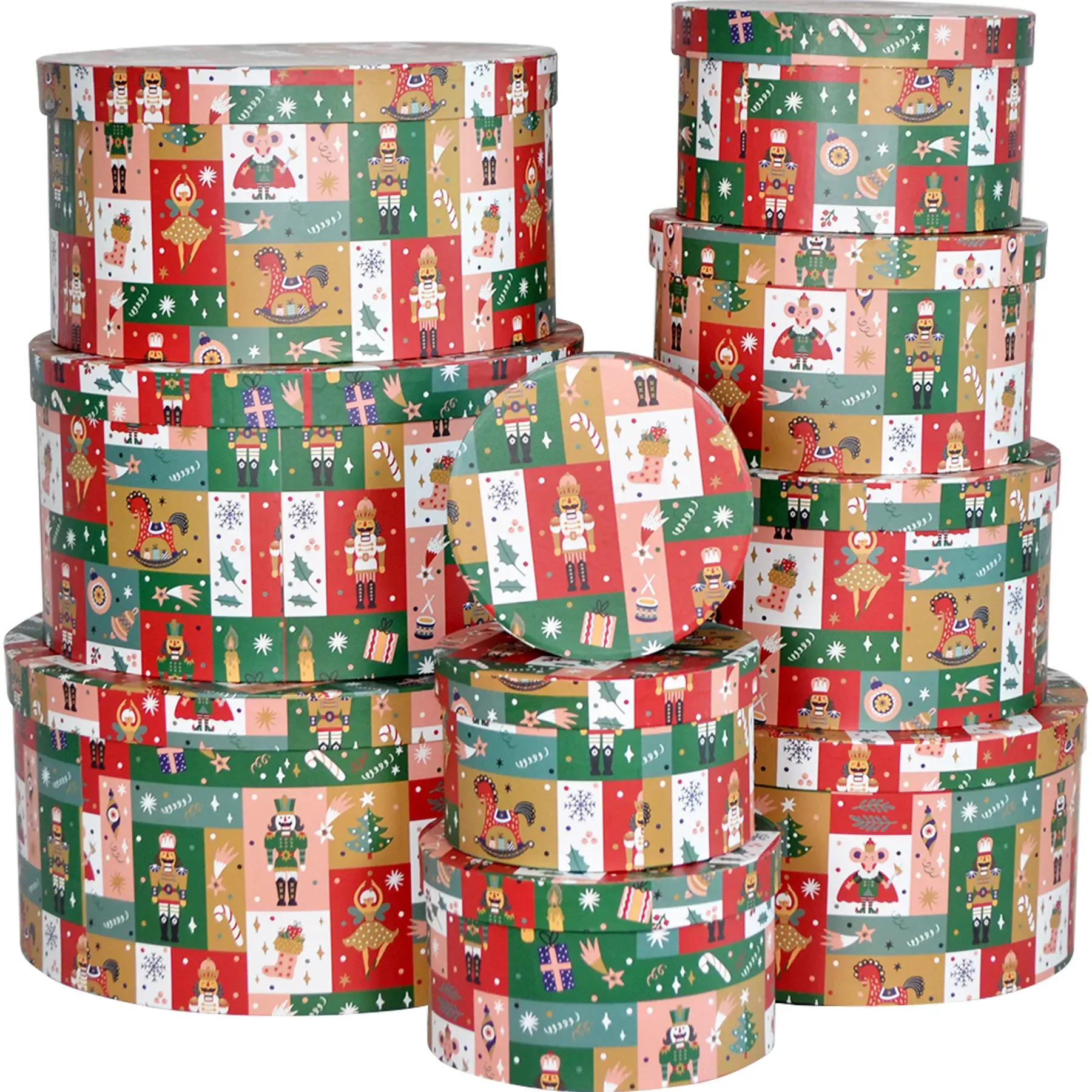 Подарочная коробка круглая НР, "Новогодние герои", 19*10,8 см, 2110096903