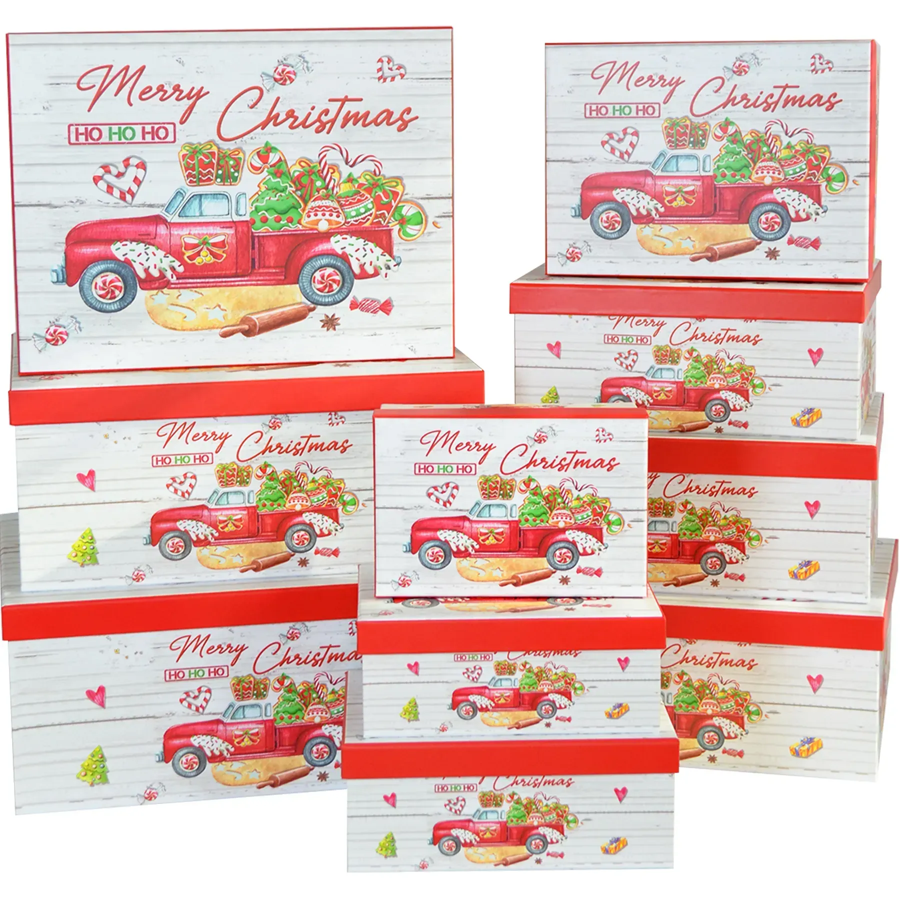 Подарункова коробка прямокутна НР, "Вантажівка з подарунками MerryChristmas", 29*22*12,5 см, 1110091406