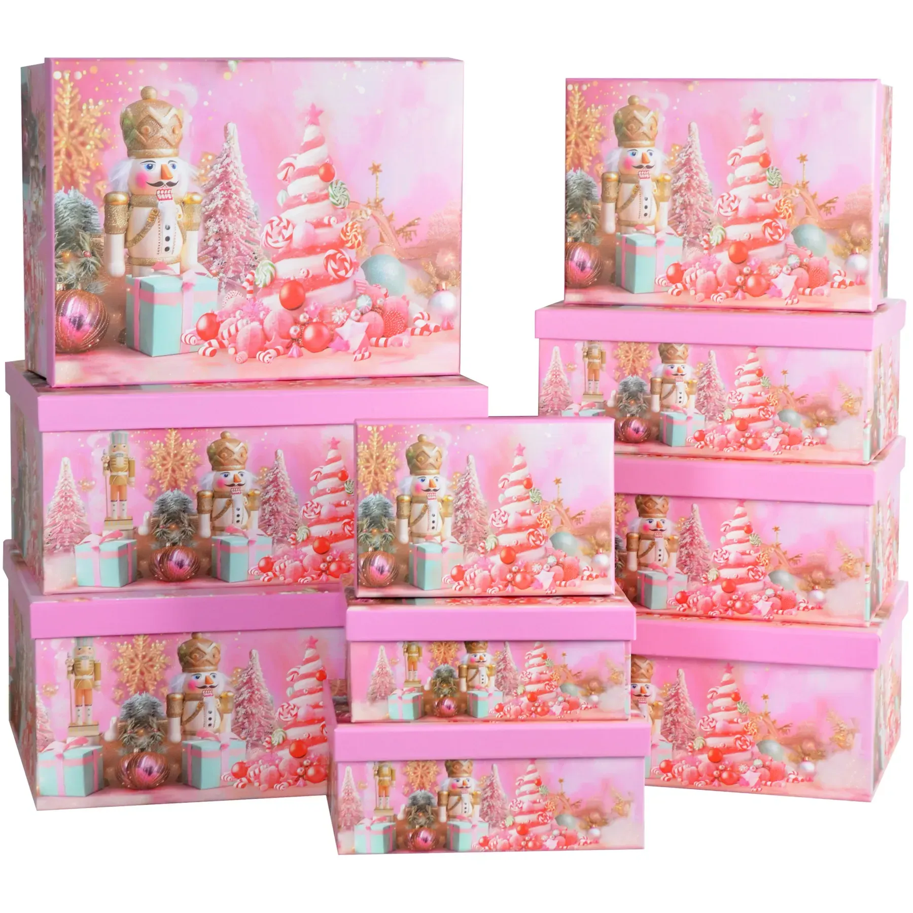 Подарункова коробка прямокутна НР, рожева "Лускунчик", 31*23*13,5 см, 1110076107