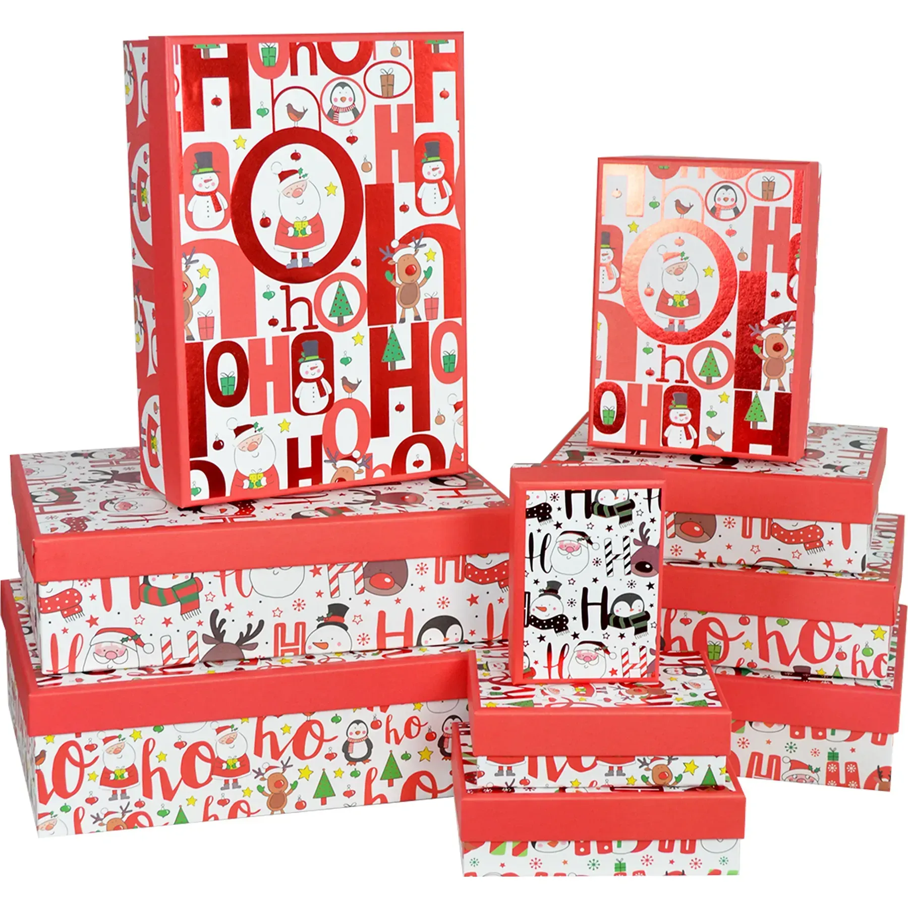 Подарочная коробка прямоугольная НР, "Санта с друзьями", 27,5*19,5*7,5 см, 141025536