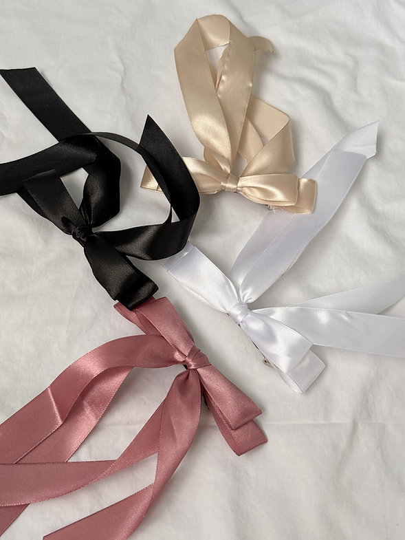 Бант атласная лента цвета белый (крепеж автомат), BA-3 1