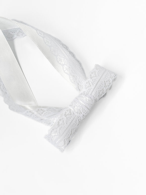 Бант білий мереживо та атлас кріплення автомат, S005 3