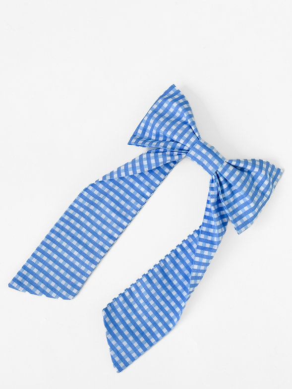 Бант голубая клетка крепления автомат, S008