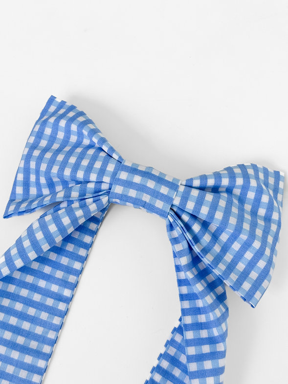 Бант голубая клетка крепления автомат, S008 1