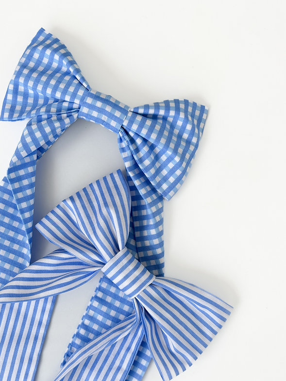 Бант голубая клетка крепления автомат, S008 3